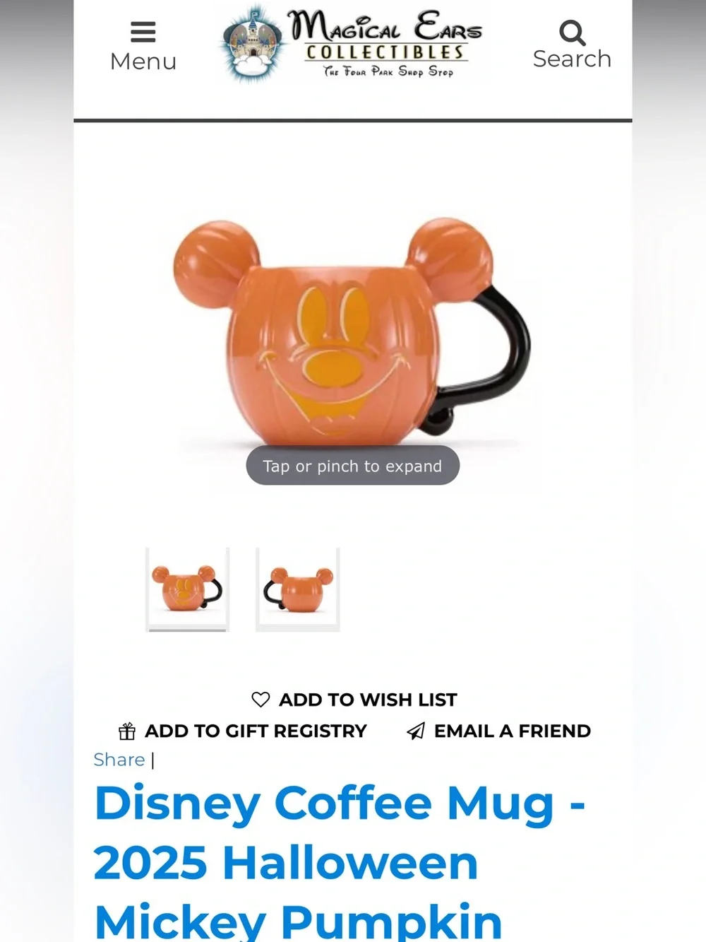 Disney Mickey Pumpkin Mug - Orange